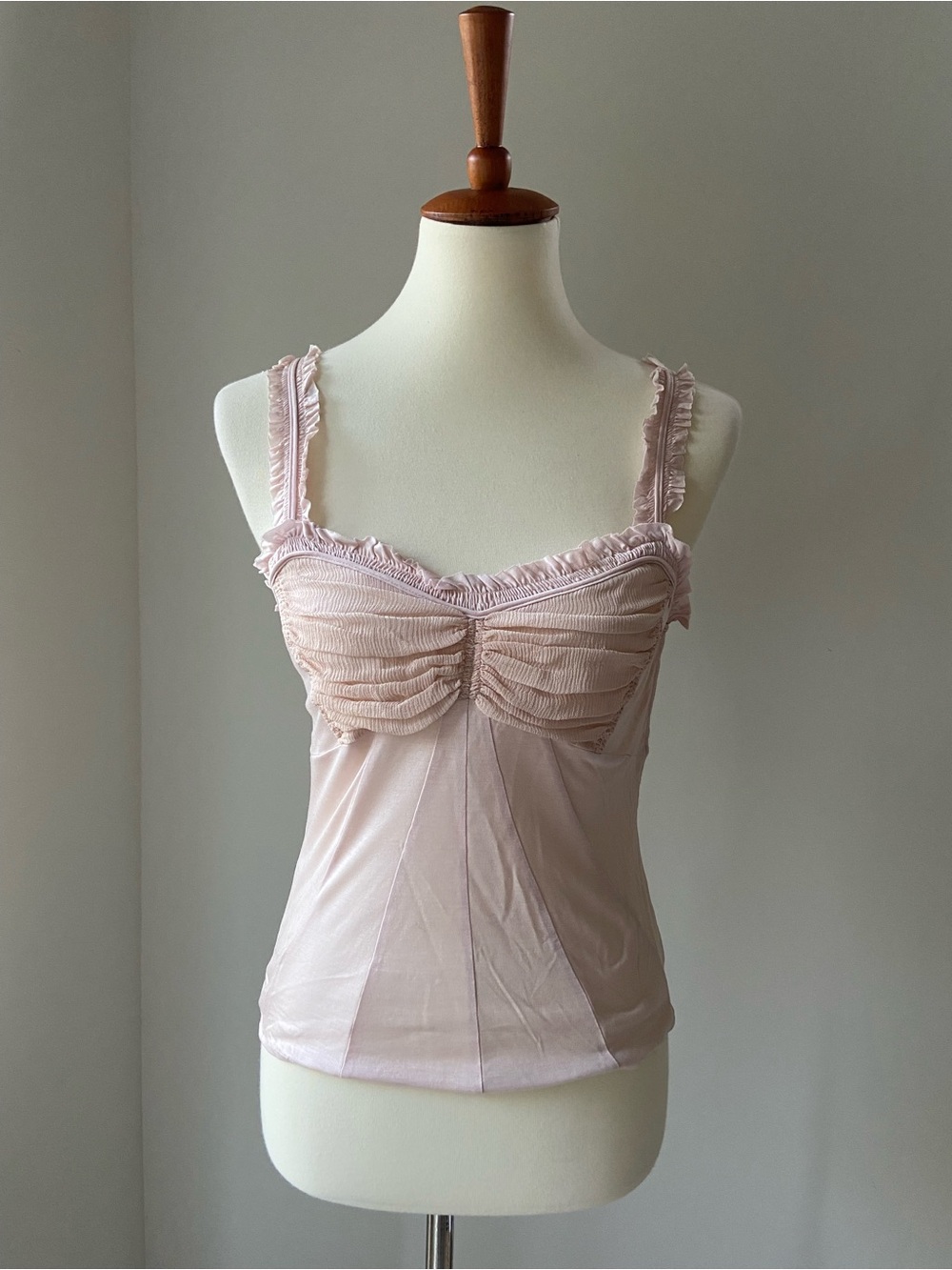 Vintage BCBG Collection Delicate Light Pink Ruffle Bust Camisole